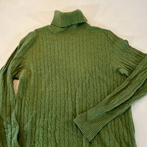 J. Crew Cable Knit warm green sweater